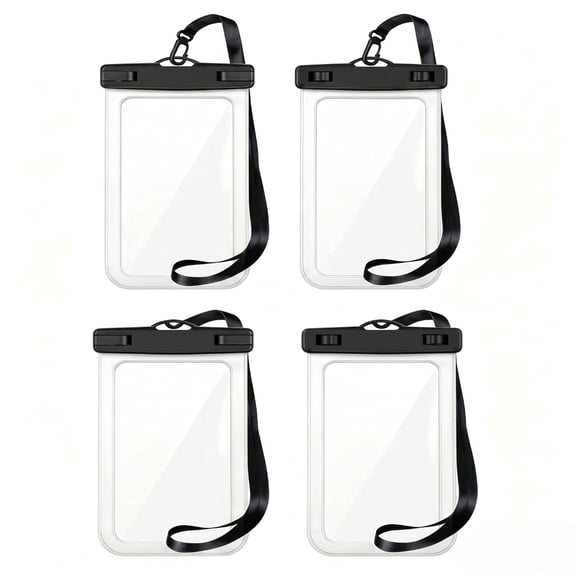 4-Pack Waterproof 7 Inch Phone Pouch with Lanyard, Touch Clear Waterproof Phone Bag for Beach Swimming