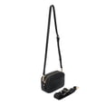 thumbnail image 2 of Dual Zipper Cross Body Shoulder Bag - PU Vegan Leather - Black Check, 2 of 7