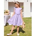 thumbnail image 6 of Arshiner Girls Spring Summer Dresses Flutter Sleeve A-line with Belted Pockets Casual Party Dress, 6 of 6