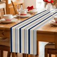 thumbnail image 5 of Beige Navy Blue Striped Table Runner - 36 Inch Long Farmhouse Stripes Modern Abstract Art Cotton and Linen Blended Dress Scarves Farmhouse Table Runner for Kitchen Dining, Coffee Table, 13" x 36", 5 of 8