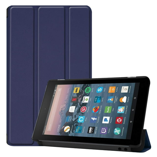 Smart Cover for Amazon Kindle All New Fire 7 7th/9th Generatio,Ultra Slim Folio Stand Leather Case Cover Auto Sleep/Wake Up Function for Kindle Fire HD7 7" (2017/2019 Release) (Dark Blue)