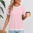 thumbnail image 4 of Dagugfen Womens Tops Crew Neck Short Sleeve Double Layer Color Blocked Tee Shirt Tops Regular Fitted Summer Casual Tshirts, 4 of 6