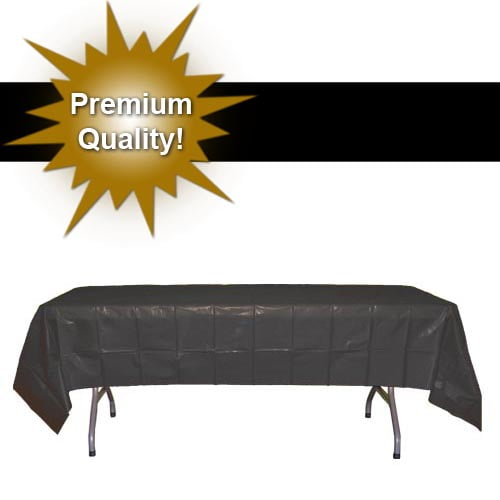 *Premium* Black Plastic Table Cover 54 in. x 108 in. Disposable
