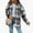 Gray 8, variant on Coat for Women Lapel Long Sleeve Puffer Shacket Jacket Trench Trendy Blazer Lounge Boyfriend Buttons Loose Winter Warm Overwear Plaid Tartan Coats Blue S