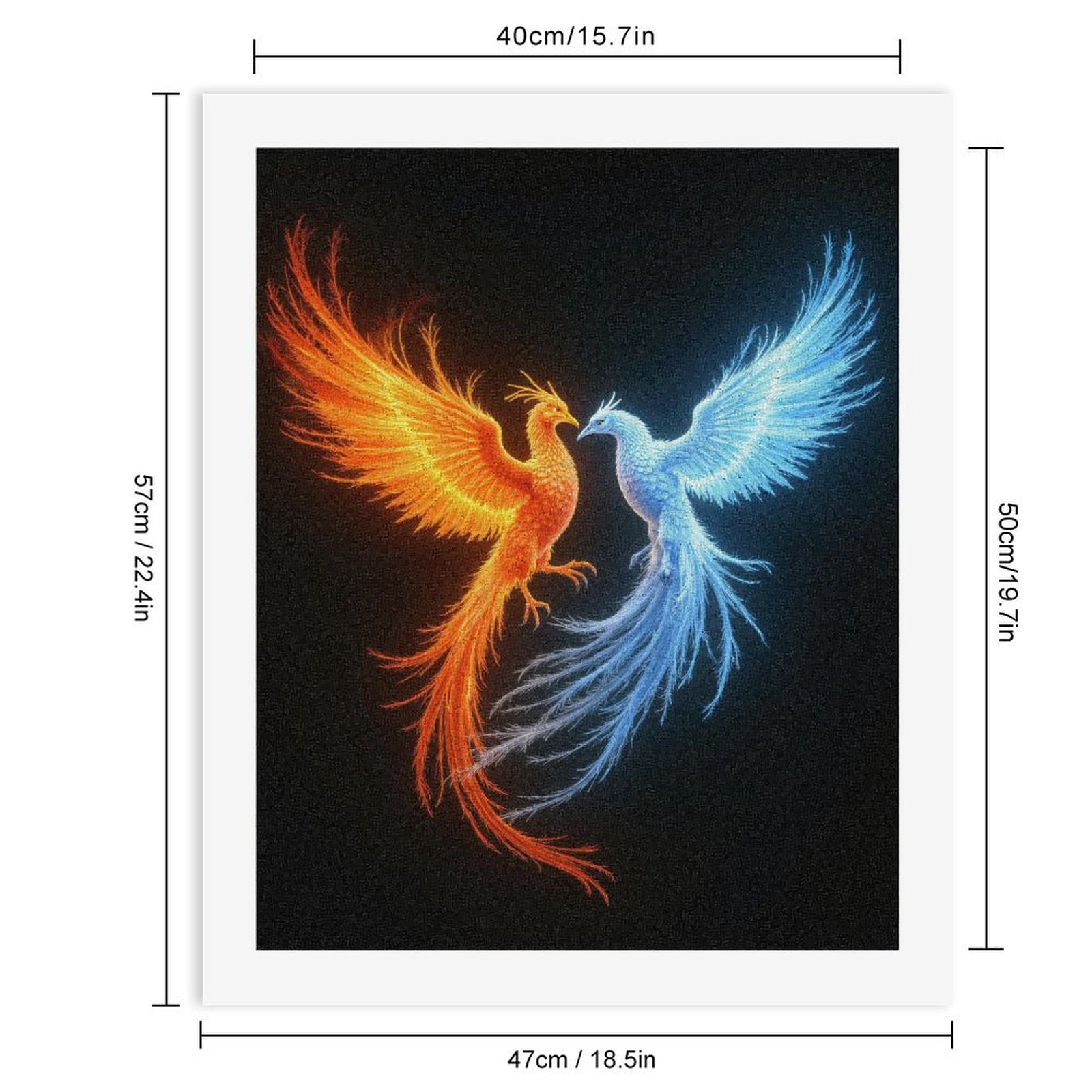 Paint by Numbers Kit for Adults, Dual Phoenixes Fire Ice Energy Paint by Numbers, Easy Paint by Numbers Kit for Adults Beginner, DIY Adult Paint by Number Kits on Canvas, Home Decor