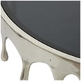 thumbnail image 5 of DecMode 36" x 16" Silver Aluminum Metal Drip Abstract Coffee Table with Melting Designed Legs and Black Glass Top, 1-Piece, 5 of 15