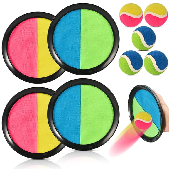 Faburo Toss and Catch Ball Game Set with 4 Paddles & 5 Balls, Outdoor Beach Games for Kids & Adults, Yard Lawn Toys