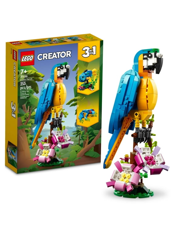 LEGO Creator 3 in 1 Exotic Parrot to Frog to Fish Animal Figures Building Toy, Creative Toys for Kids Ages 7 and Up, 31136