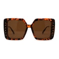 thumbnail image 3 of Floral Rhinestone Jewel Pin Hinge Metal Arms Square Luxury Diva Sunglasses Tortoise Brown, 3 of 4