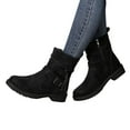 thumbnail image 6 of Xfvqtps Womens Boots Mid Calf Side Zipper Low Heel Lace up Buckle Strap Round Toe Casual Commute Boots Black, 6 of 6