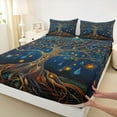 thumbnail image 3 of Castle Fairy Boys Girls Tree Of Life Twin Sheet Sets 3pcs,Bohemian Stars Moon Print Twin Fitted Sheet Microfiber,Boho Abstract Botanical Plants Breathable Flat Sheet,Lightweight Room Decor, 3 of 7