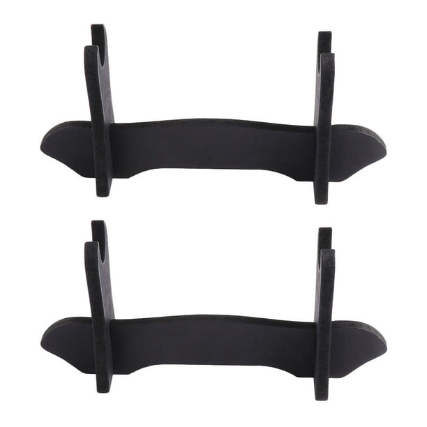 2 soportes de madera para espadas, delicados soportes de exhibición para katanas, organizadores estables (negro)