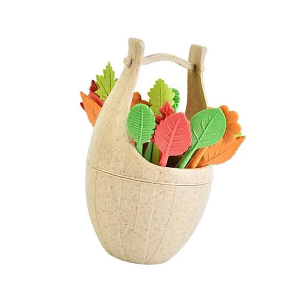 Juego de 16 tenedores para frutas, pasteles, ensaladas y verduras con soporte Beige
