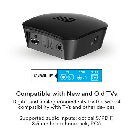 MEE audio - Connect T1CMA Wireless TV Headphone System with Over-the-Ear Headphones and Bluetooth Audio Transmitter - Black