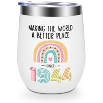 80th Birthday 12oz Wine Tumbler Stainless Steel Vacuum Insulated, Ideal 1944 Birthday Gifts for Women, 80 Year Old Gift Ideas, 80th Anniversary