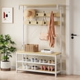 thumbnail image 2 of Garvee Industrial 3-Tier Hall Tree with Bench, 39.9" Coat Rack & Shoe Storage for Entryway, Hallway, Living Room, 2 of 10