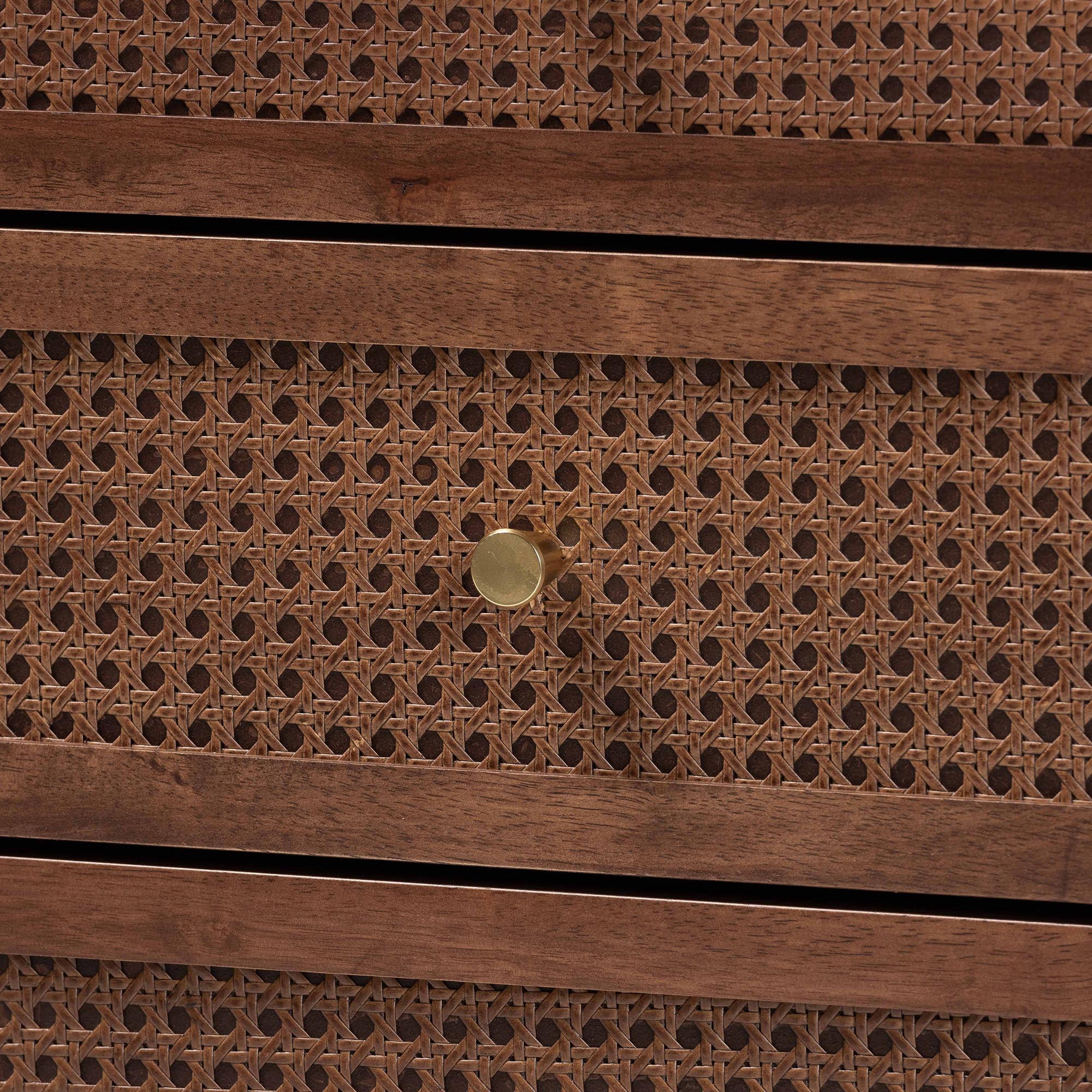 Baxton Studio Alyssa Japandi Dresser, 6-Drawer, Walnut Brown