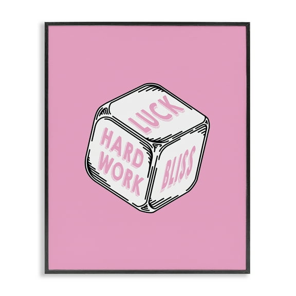 Stupell Industries Pastel Pink Lucky Dice Entertainment Painting Black Framed Art Print Wall Art, 11 x 14