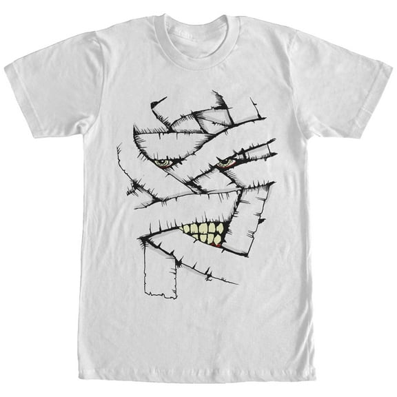 Men's Lost Gods Halloween Mummy Face  Graphic Tee White X Large