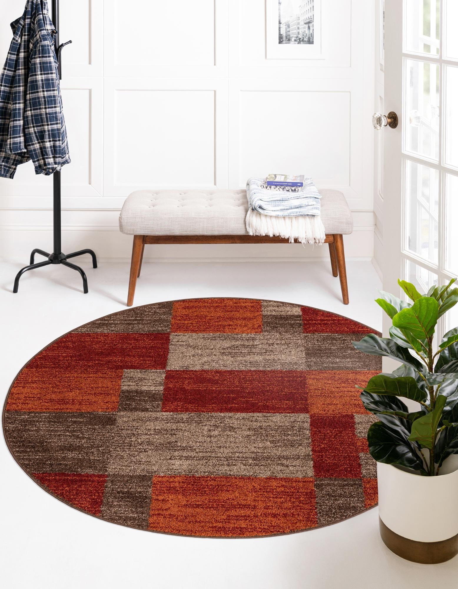 Unique Loom Providence Autumn Rug Multi/Beige 8' Round Geometric Modern
