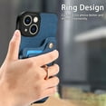 thumbnail image 5 of Nalacover For iPhone 13 Case Ring Holder Kickstand with Credit Card Holder, Back Flip Premium Leather Magnetic Clasp Removable Wirst Hand Strap Cover For iPhone 13, Blue, 5 of 14