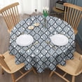 thumbnail image 3 of Blue and White Intricate Pattern Round Tablecloth 60"x60",Wrinkle Wipeable Table Cloth for Kitchen Dining Room Picnic Patio Party, 3 of 6