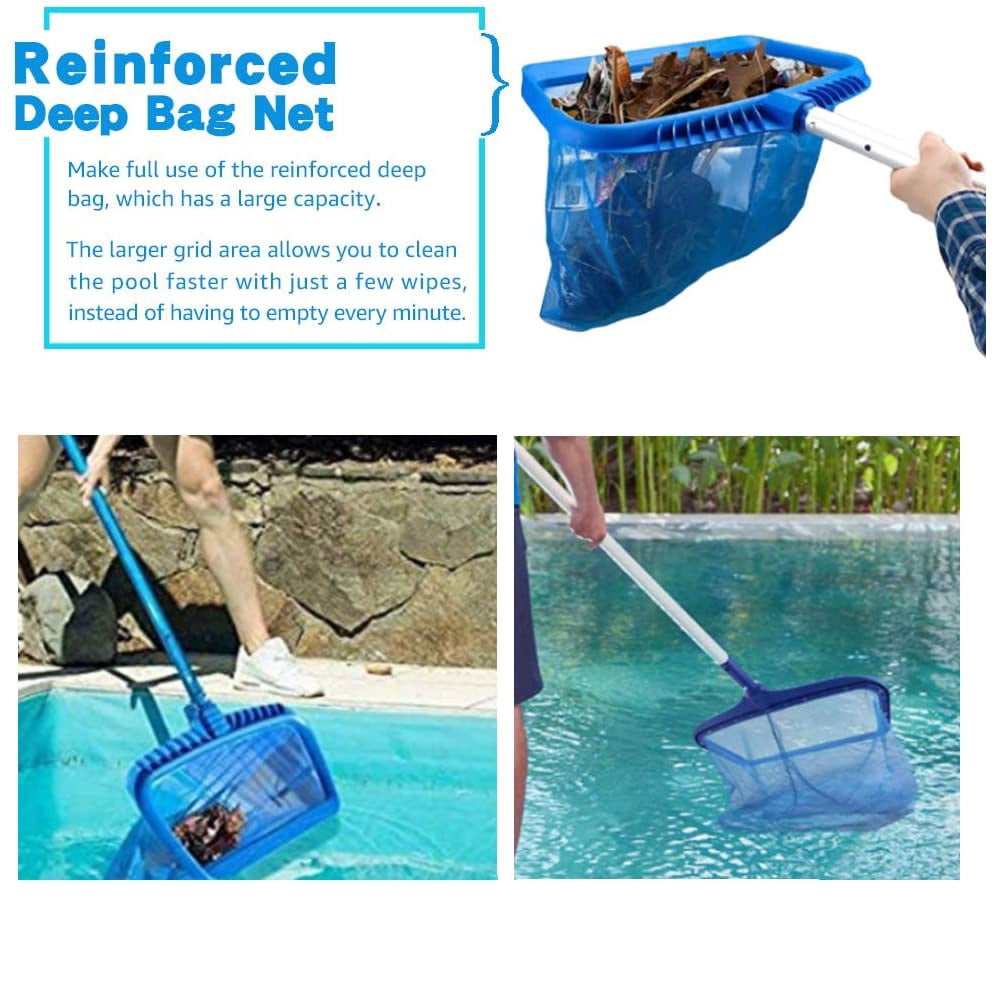 UKKUER Swimming Pool Cleaner Supplies/Professional Heavy Duty Pool Leaf Rake Fine Mesh Frame Net/Swimming Pool Cleaning Leaf Skim Net 