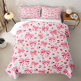 thumbnail image 2 of Erosebridal Kawaii Striped Bow Twin Quilt Set for Adults, Red Floral Ribbon Twin Coverlet Set, 2-Piece, 2 of 7