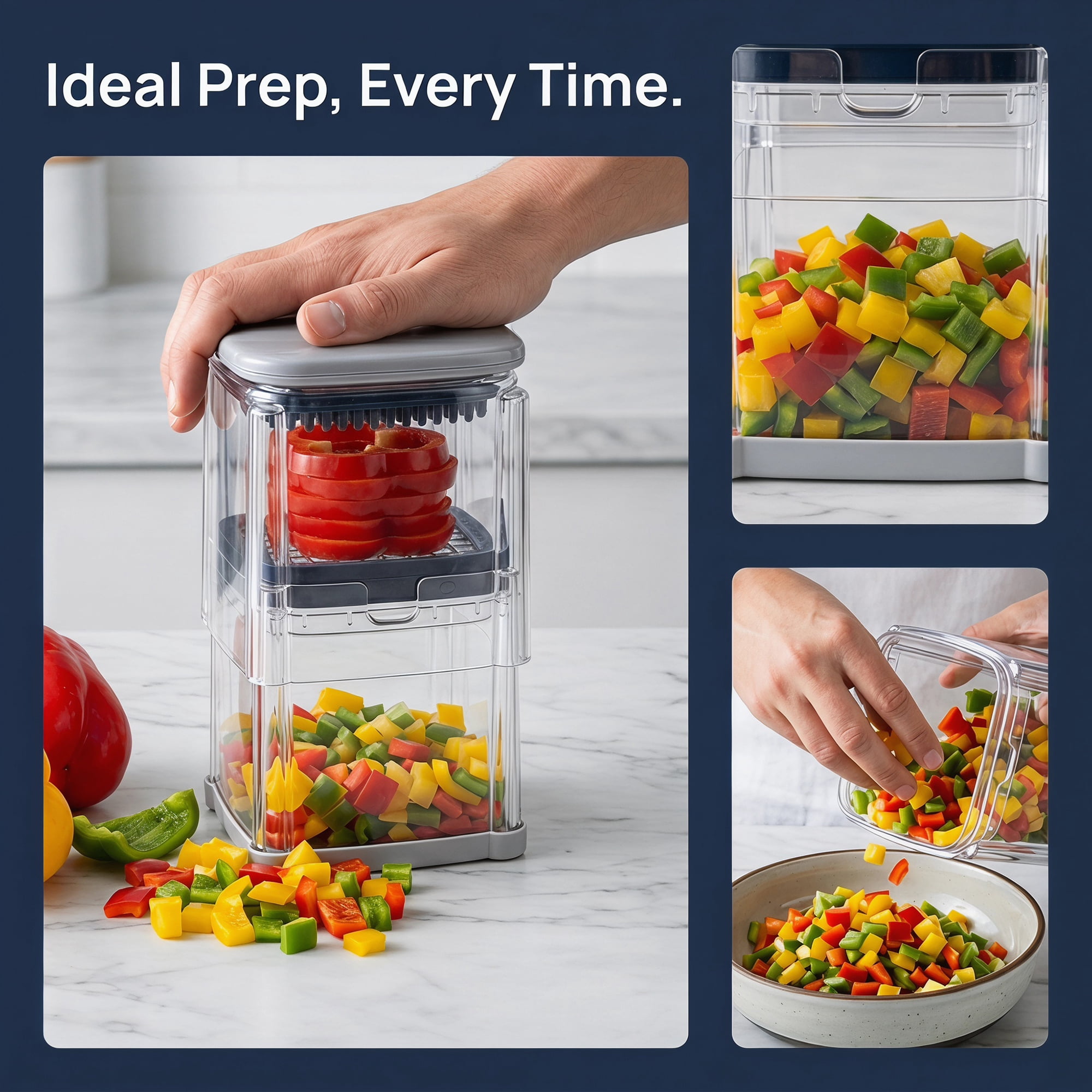 Unique Bargains Vegetable Chopper Food Processor Press Garlic Mincer Onion Cutter Gray