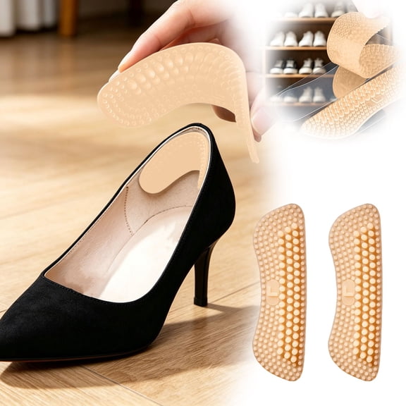 2 Pairs Silicone Heel Grips, Anti-Blister Heel Cushion Inserts, Non- Shoe Liners for Loose Shoes, Comfort Heel Protectors for Women High Heels and Flats