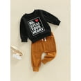 thumbnail image 3 of Bagilaanoe 2Pcs Toddler Baby Boys Valentine’s Day Outfits Heart Letters Print Long Sleeve Pullover Tops + Sweatpants 6M 12M 18M 24M 3T Kids Long Pants Set, 3 of 9