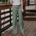 thumbnail image 2 of Outfmvch Wide Leg Pants Woman Women' S Culottes Beach Pants for Women Flowy Wide Leg Drawstring High Waist Vacation Beach Trousers Flowy Lounge Trousers High Waisted Linen Pants Women Green M-3XL, 2 of 5