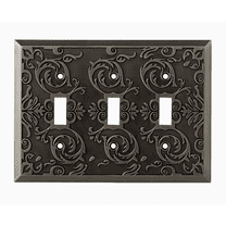 W27114-904 Fairhope Heirloom Silver Triple Switch Cover Plate