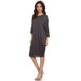 thumbnail image 2 of Women's Casual Solid Loose Fit Long Sleeve Dolman Style Midi Dress, 2 of 4