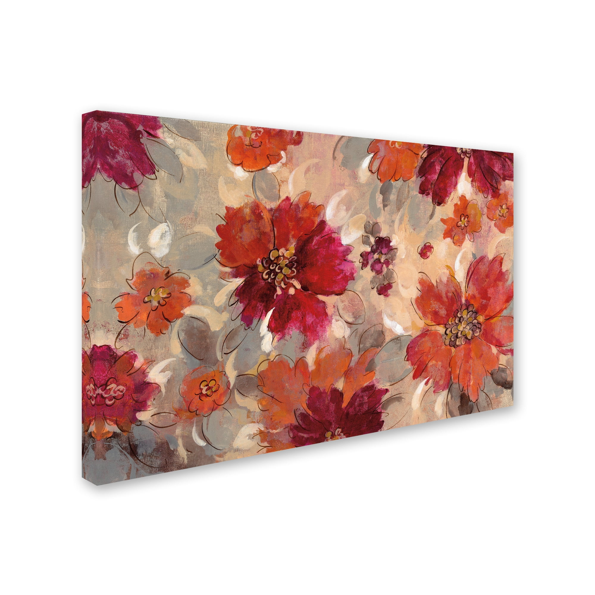 Trademark Fine Art 'Magenta and Coral Floral' Canvas Art by Silvia Vassileva