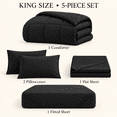 thumbnail image 3 of DBOZE Oversize King Bed in a Bag 5-Piece Comforter Set, All-Season Cotton Blend Bedding Set(Black,Oversize King), 3 of 7