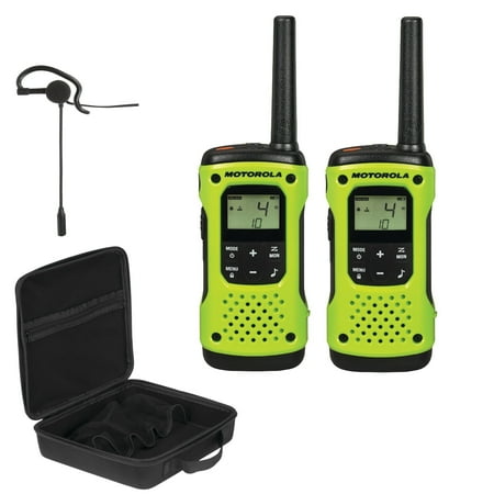 Motorola Portable Radio Earpiece Motorola T600 35-Mile Talkabout 2-Way Radios, Carry Case & Single-Pin Earpiece with Boom Microphone Bundle ()