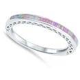 thumbnail image 4 of CHOOSE YOUR COLOR Pink Simulated Opal Stackable Promise Ring .925 Sterling Silver Band CZ Female Size 6, 4 of 4