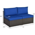 thumbnail image 3 of RELAX4LIFE 2-Piece Wicker Armless Sofa - PE Rattan Sectional Sofa Set w/Removable Cushions, All-Weather Sofa Chair Set for Porch, Balcony, Garden, Poolside, Outdoor Patio Sofa (Navy Blue), 3 of 9