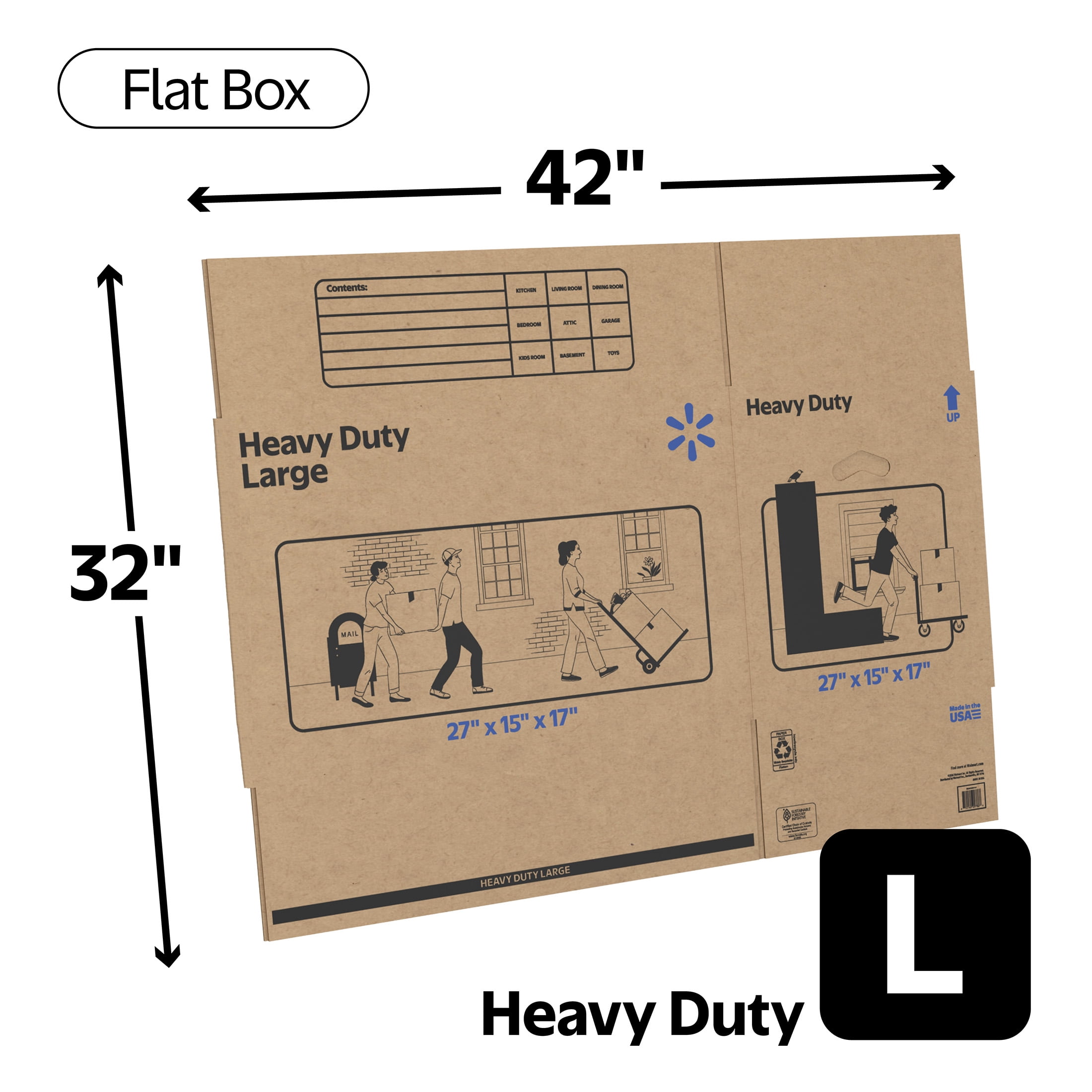 Walmart 27x15x17 Large Heavy Duty Boxes, 135-CT Pallet