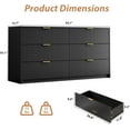 thumbnail image 4 of FURNIWAY Black 6-Drawer Dresser for Bedroom, 55" Wide Modern Chest of Drawers with Gold Metal Handles, Fluted Wood Clothes Storage Organizer & Cabinet for Living Room, Hallway, 4 of 9