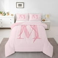 thumbnail image 2 of Erosebridal Bowknot Comforter Sets Queen Size for Teens, Initial M Letter Comforters & Duvets, Monogrammed Decor, Lightweight, 2 of 8
