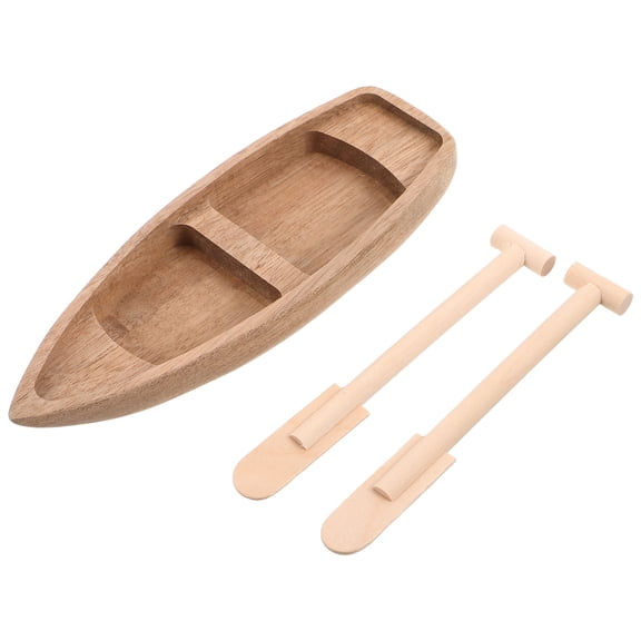 ELAYARD Handcrafted Small Wooden Canoe Ornament for Miniature Landscape Decor, Assorted Colors, Perfect for Home and Office