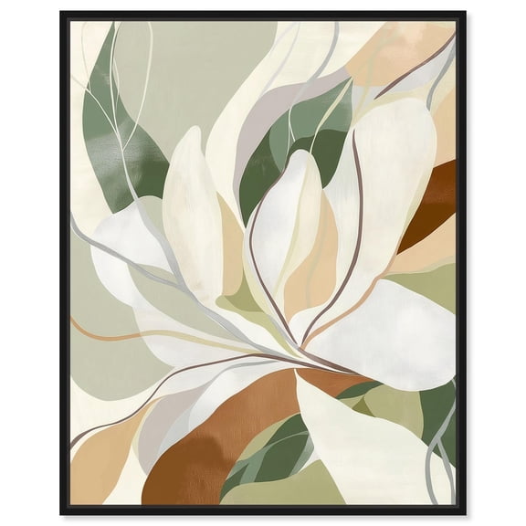 Leaf Prints I Canvas Colorful Floral Art by Art Remedy, Black Frame, 16 x 20