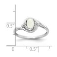 thumbnail image 3 of 14K White Gold Ring Band with Stones (10) October Opal Oval Phenomena Diamond Round, Size 7, 3 of 5