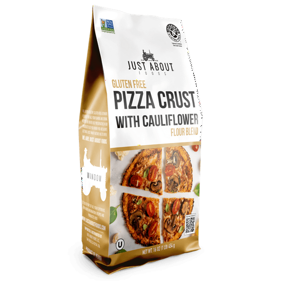 Just About Foods, Pizza Crust with Cauliflower Flour Blend, Gluten Free, 1 lb. Bag