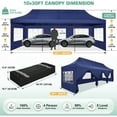 thumbnail image 2 of HOTEEL Heavy Duty 10x30 Party Tent,Commercial Pop up Canopy for Parties Waterproof Gazebos with 8 Sidewalls,Dark Blue, 2 of 7