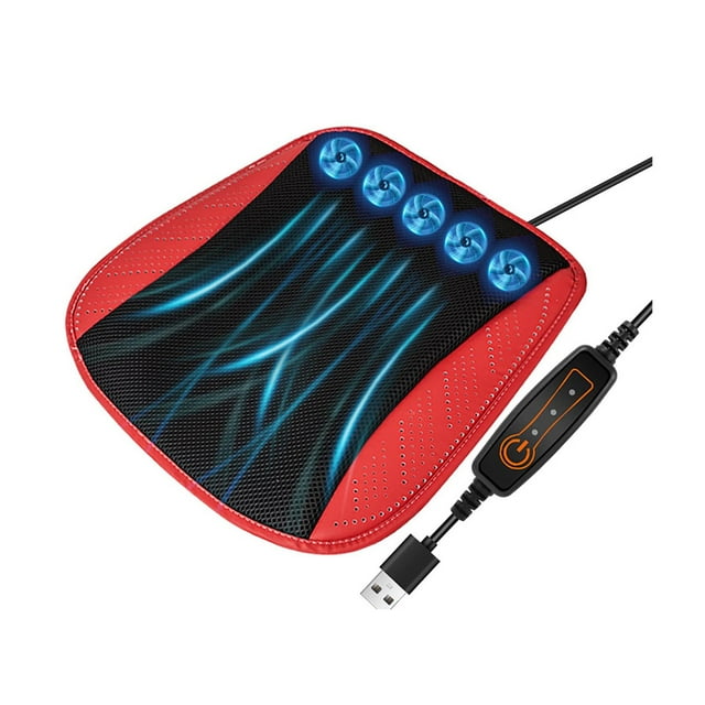 sudabinggan Universal Ventilated Seat Cushion With USB Powered Fan For Enhanced Airflow And Comfort On Long Drives Wheel Back Car Mesh Back Support Stool Pads Christmas Seat Cushions Memory Cars Pad