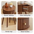 thumbnail image 5 of WIRRYTOR Set of 2 Modern Boho End Tables for Living Room, Round Fluted Side Tables with Drawer and Splayed Legs, Walnut Accent Tables, Walnut, 5 of 12
