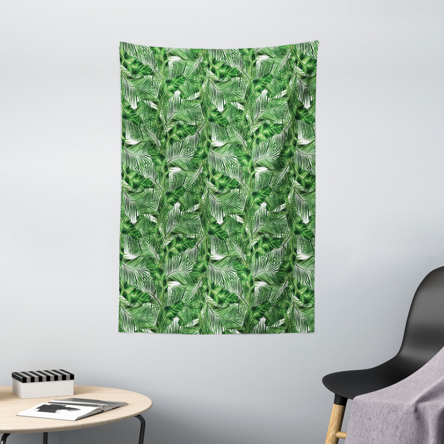 Zen Decor Tapestry, Tropical Plants Background Feng Shui Style ...